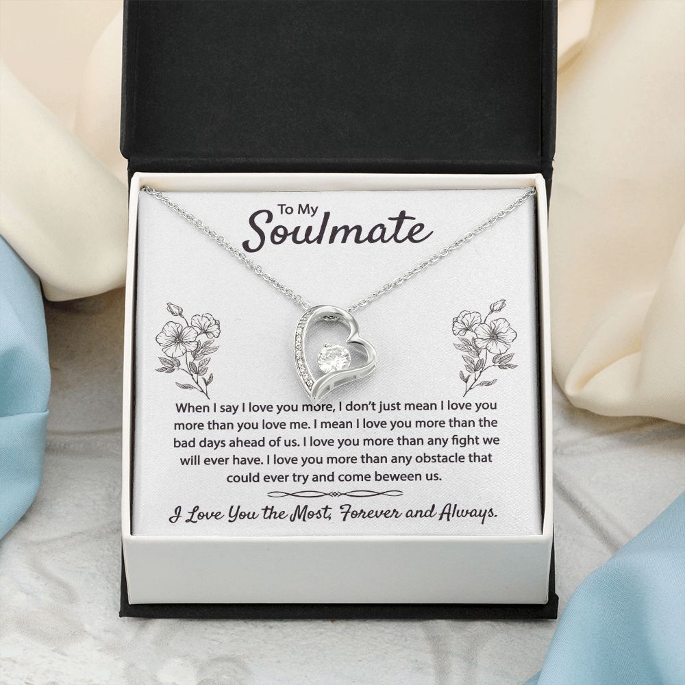 To My Soulmate Necklace for Women Birthday Christmas Jewelry Gifts For My Wife with Message Card Box Personalized Gift Present Pendant for Future Wife Soulmate Girlfriend Love 9 Forever Love Necklace