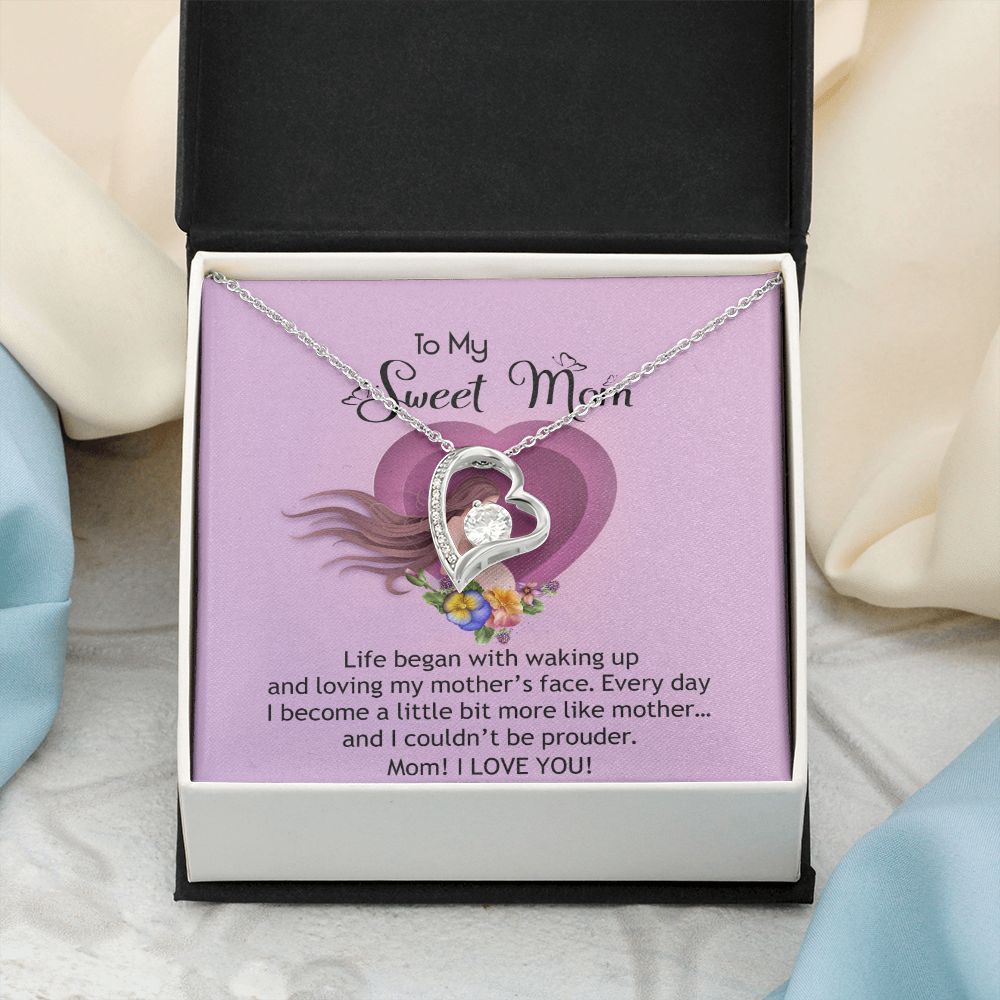To My Sweet Mom, Sweet Mom Necklace Pendant, Mothers Day Gifts, Gift For Sweet Mom, New Mom Gifts Forever Love Necklace