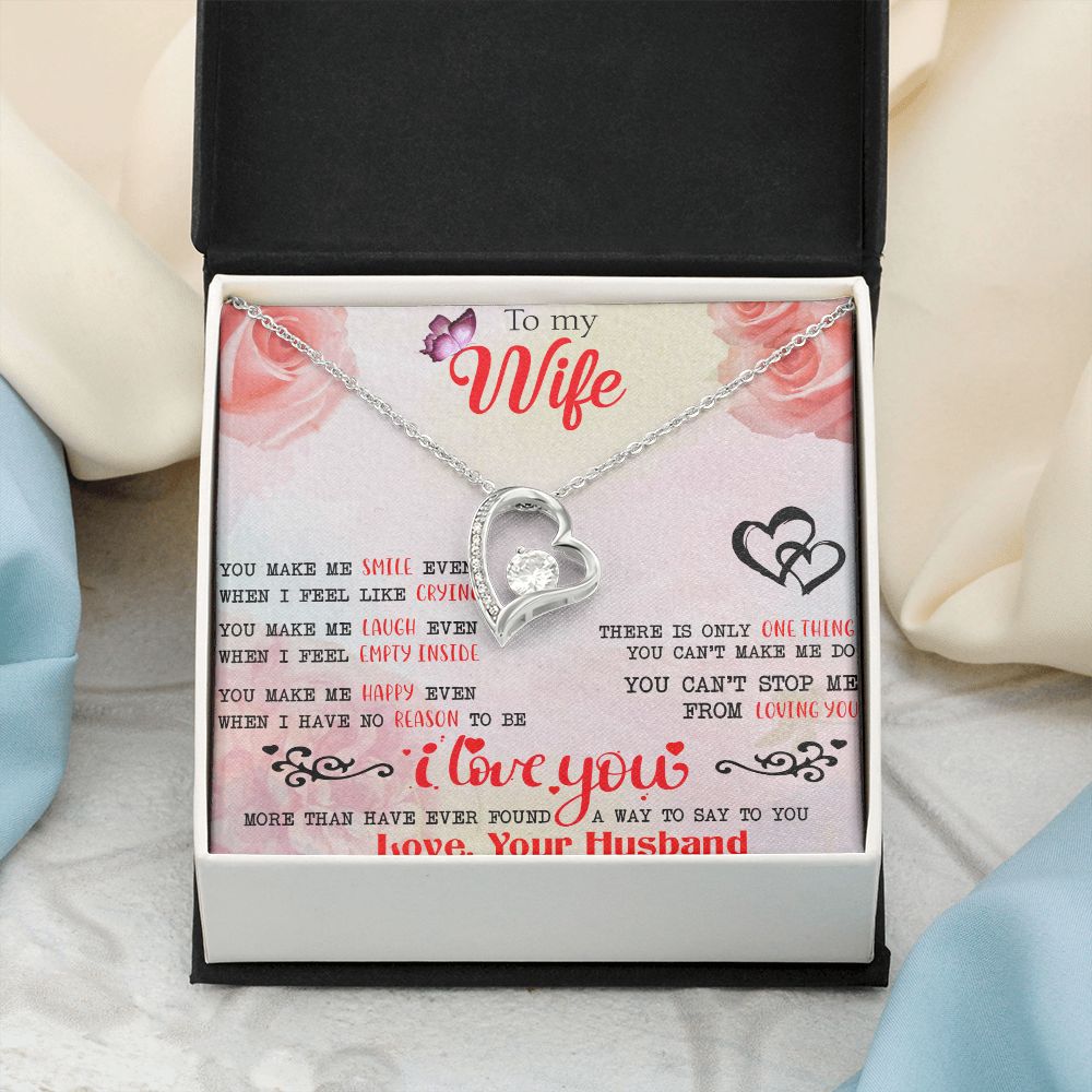 To My Wife Necklace, Wedding Anniversary Jewelry For Women, Necklace For Wife from Husband, Gift For Wife Birthday Gifts From Husband Necklace, Jewelry With Message Card In A Gift Box3 Forever Love Necklace