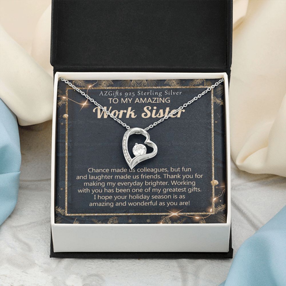 To My Work Sister Necklace Gift for Colleague Christmas Necklace for Work Sister from Co-Worker Christmas Pendant Gift for Colleague Christmas Jewelry Gift for Her Women 301 Forever Love Necklace
