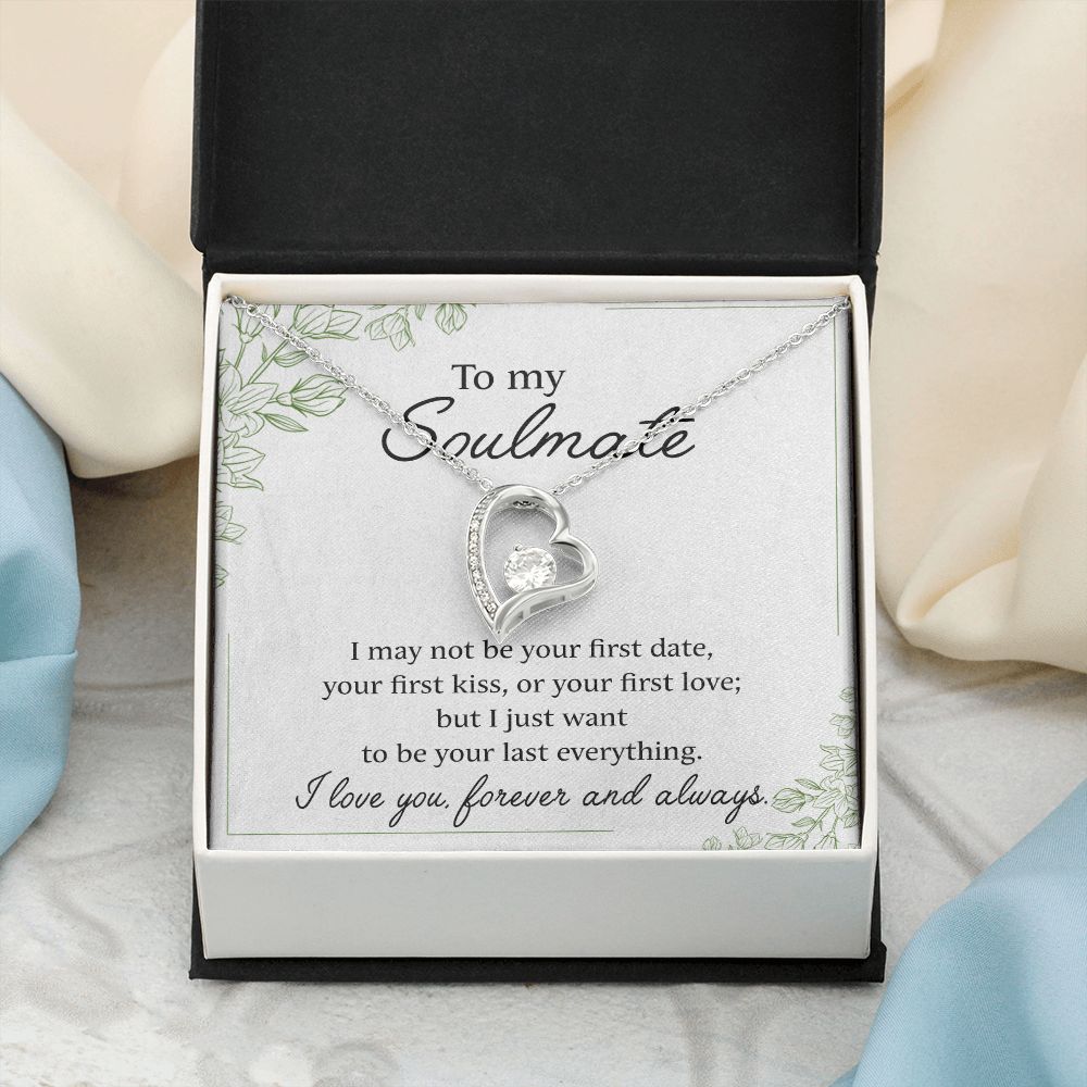 To My Soulmate Necklace for Women Birthday Christmas Jewelry Gifts For My Wife with Message Card Box Personalized Gift Present Pendant for Future Wife Soulmate Girlfriend Love 25 Forever Love Necklace