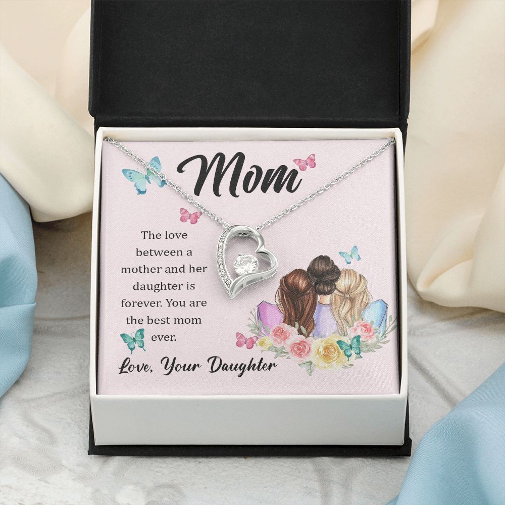 Mom Necklace Gifts for Mom from Daughter to Mom Gifts for Mothers Day from Daughter, To My Mom Necklace from Daughter to Mom Birthday Gifts Necklace with Message Card and Gift Box21 Forever Love Necklace