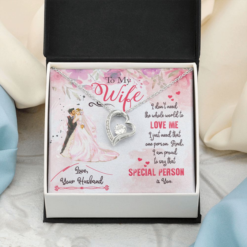 To My Wife Necklace from Husband, Personalized Necklace for Women, Luxury Necklace for Wife from Man Men, Wedding Anniversary Present For Wife, Beautiful Wife Jewelry Christmas Birthday Gift For Wife17 Forever Love Necklace