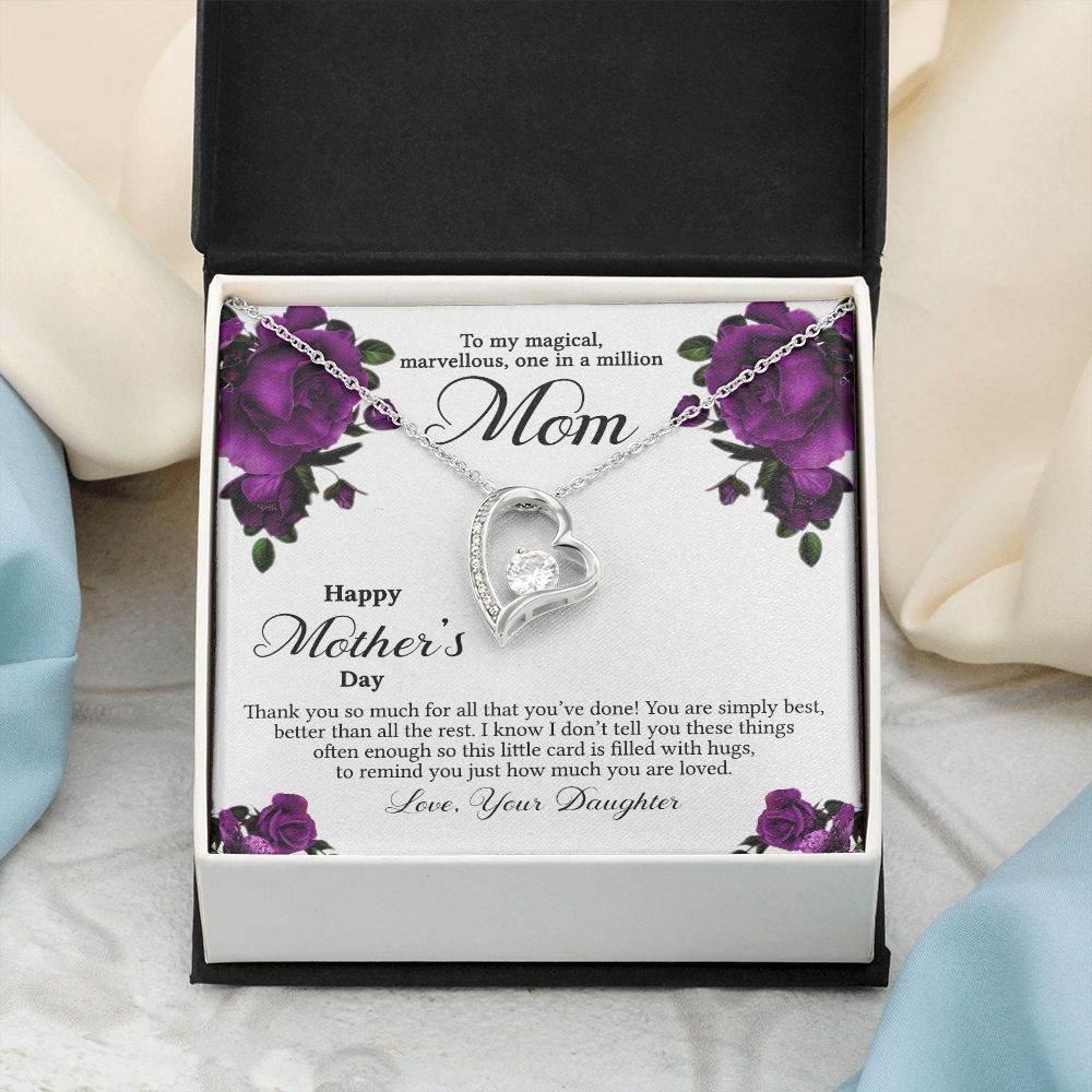 Mom Necklace Gifts for Mom from Daughter to Mom Gifts for Mothers Day from Daughter, To My Mom Necklace from Daughter to Mom Birthday Gifts Necklace with Message Card and Gift Box3 Forever Love Necklace