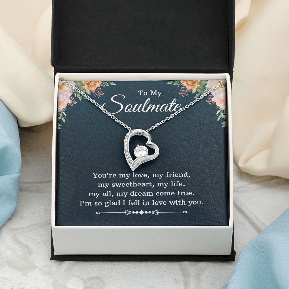 To My Soulmate Necklace for Women Birthday Christmas Jewelry Gifts For My Wife with Message Card Box Personalized Gift Present Pendant for Future Wife Soulmate Girlfriend Love 10 Forever Love Necklace