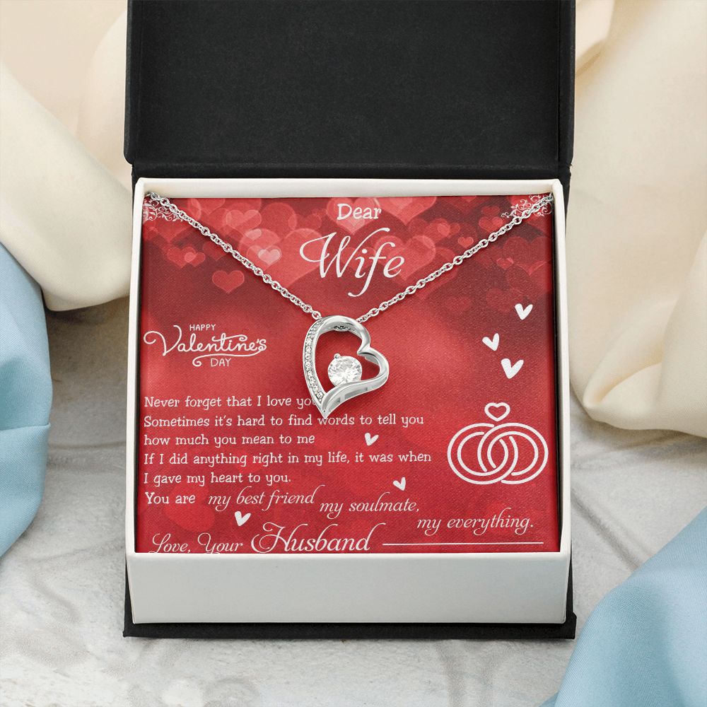 To My Wife Necklace, Wedding Anniversary Jewelry For Women, Necklace For Wife from Husband, Gift For Wife Birthday Gifts From Husband Necklace, Jewelry With Message Card In A Gift Box4 Forever Love Necklace