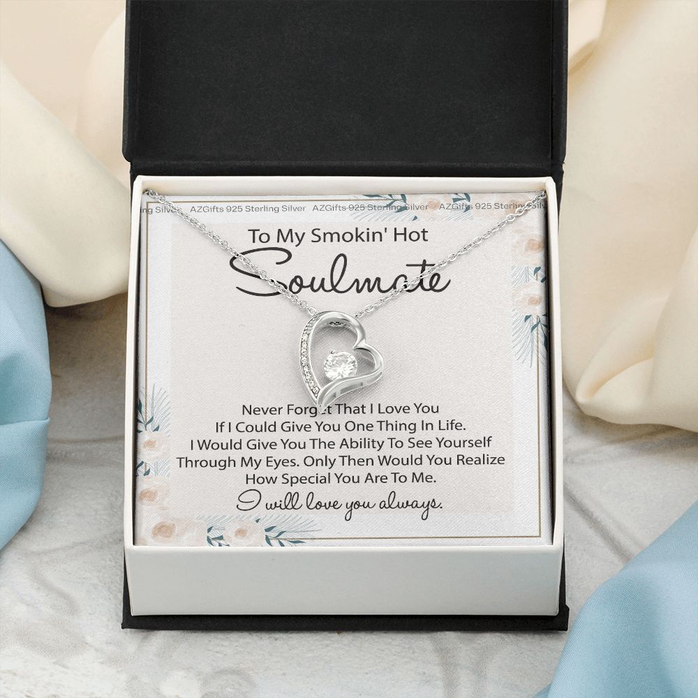 To My Smokin Hot Soulmate Necklace - Wife Gifts From Husband To My Wife Necklace, Gift for Her Romantic, Girlfriend Gifts Necklace for Wife from Men Includes Message Card and Gift Box 22 Forever Love Necklace
