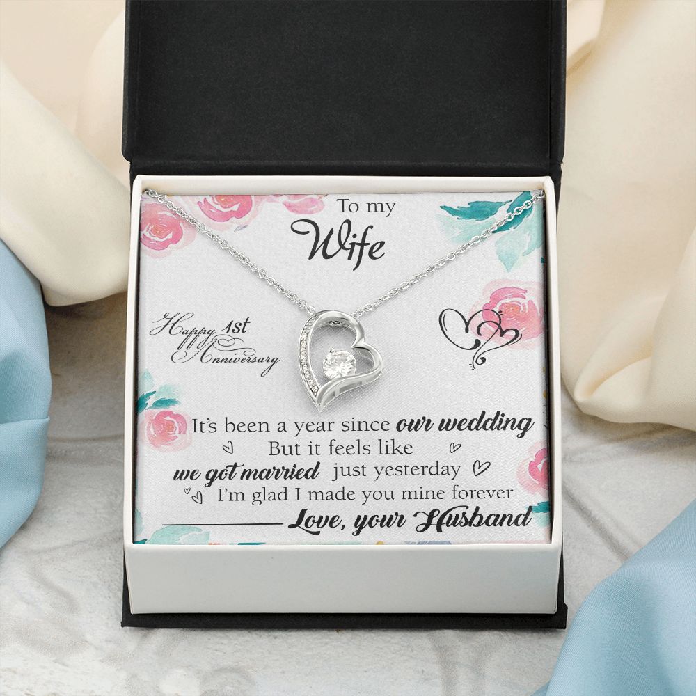 To My Wife Necklace, Wedding Anniversary Jewelry For Women, Necklace For Wife from Husband, Gift For Wife Birthday Gifts From Husband Necklace, Jewelry With Message Card In A Gift Box2 Forever Love Necklace