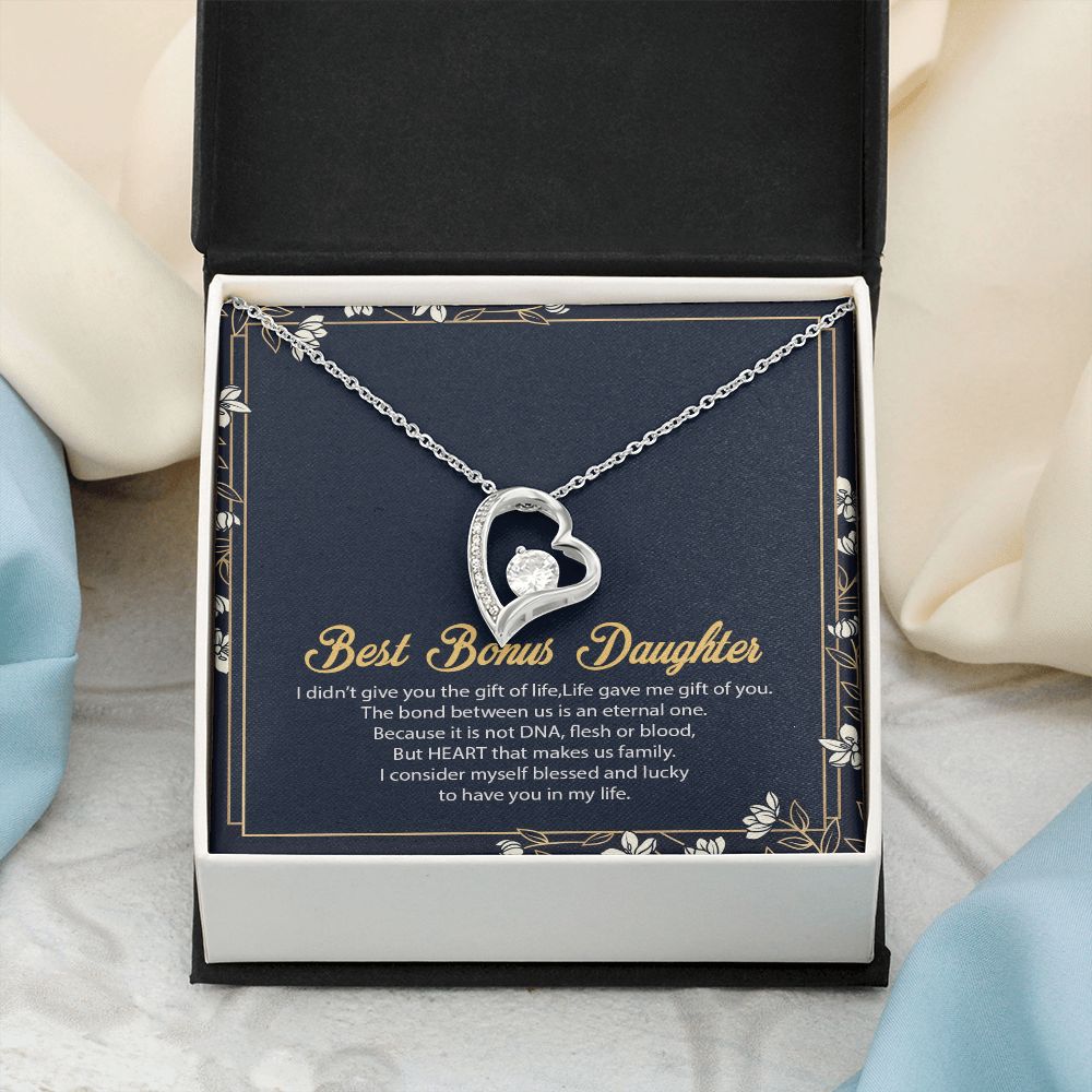 Bonus Daughter Gifts From Stepdad, Step Daughter Gifts From Stepmom, Stepdaughter Gifts From Stepdad, Father Stepdaughter Necklace, To My Bonus Daughter Necklaces, Christmas Gifts For Bonus8 Forever Love Necklace