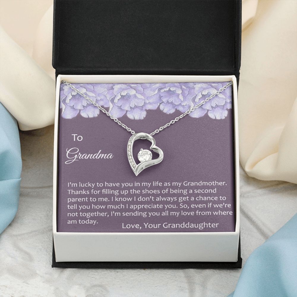 To My Grandma Necklace, Gift for Grandmother Necklace, Mothers Day Gift For Grandma Nana, Grandma Jewelry From Grandchildren GrandKids , Jewelry Box Gift For Grandma Grandmother21 Forever Love Necklace
