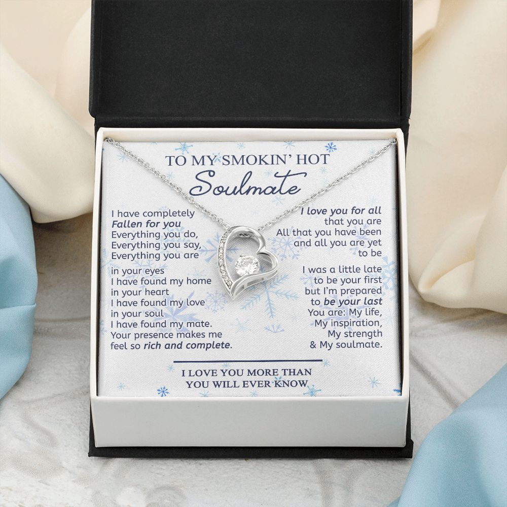 To My Smokin Hot Soulmate Necklace - Wife Gifts From Husband To My Wife Necklace, Gift for Her Romantic, Girlfriend Gifts Necklace for Wife from Men Includes Message Card and Gift Box 13 Forever Love Necklace
