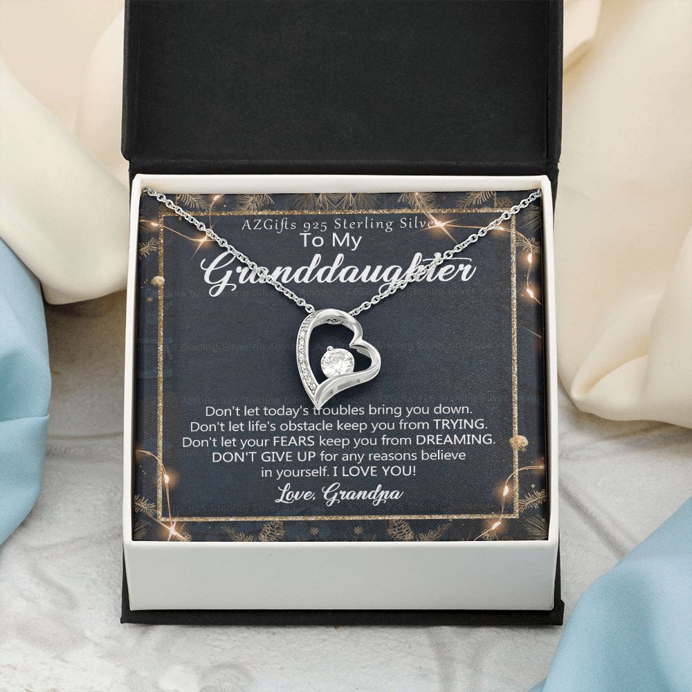To My Granddaughter Necklace from Grandpa, Gift for Granddaughter from Grandfather, Necklace from Grandpa to Granddaughter, Granddaughter Christmas Present from Grandfather 301 Forever Love Necklace