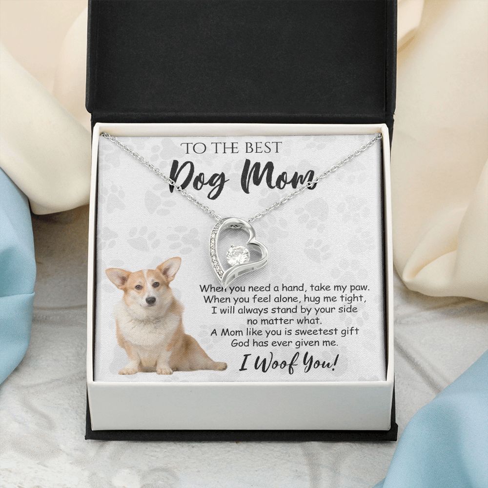 To The Best Corgi Dog Mom Knot Necklace Mother's Day Gift , I Woof You Quote Gift Card, Message Card Jewelry For Dog Lovers, Necklace For Mom Forever Love Necklace