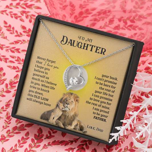 To My Daughter from Dad Old Lion Necklace Jewelry for Women Birthday Valentine