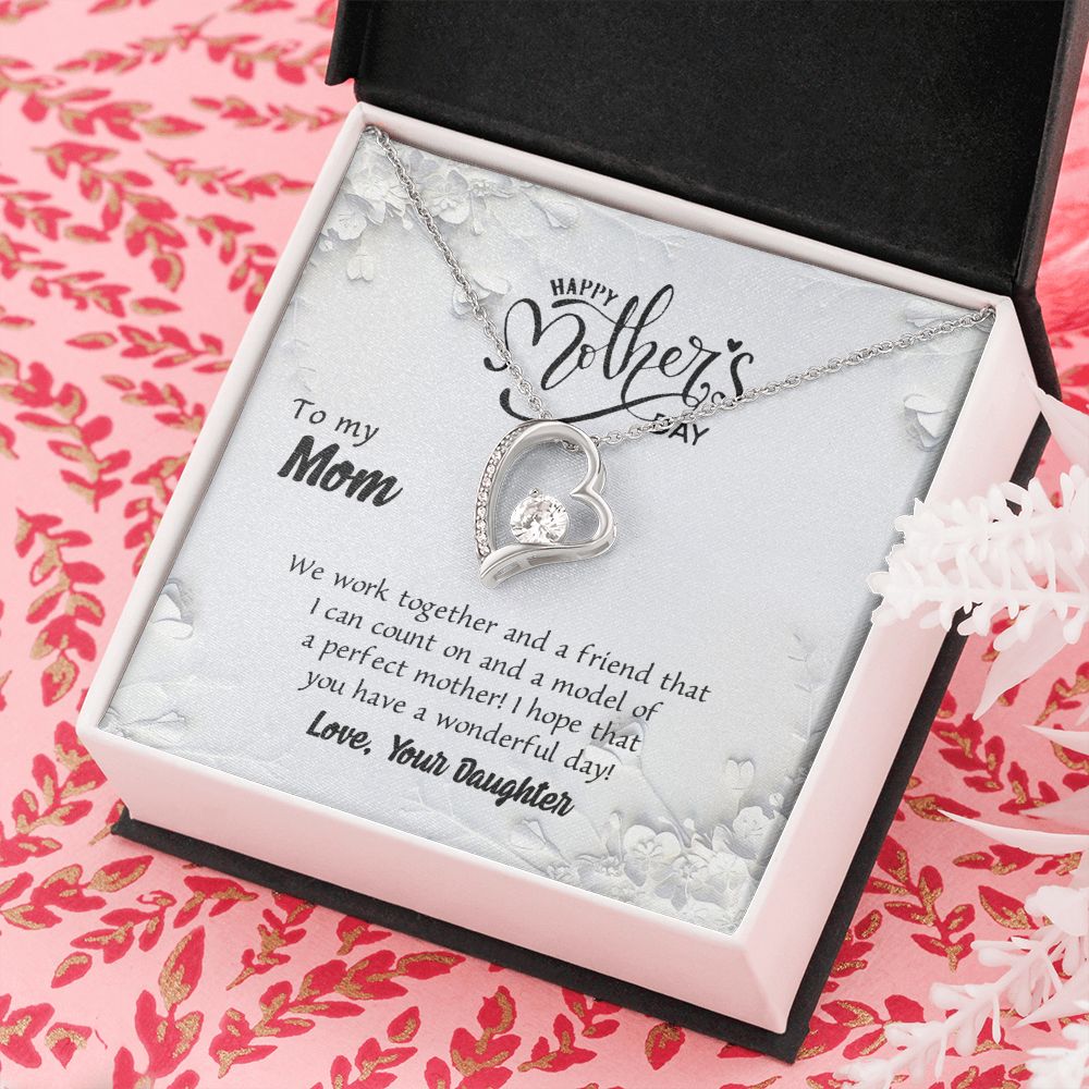 To My Mom Necklace Pendant Gift From Daughter And Happy Mother's Day Gift For Mom Birthday, Anniversary Together And A Friend Forever Love Necklace