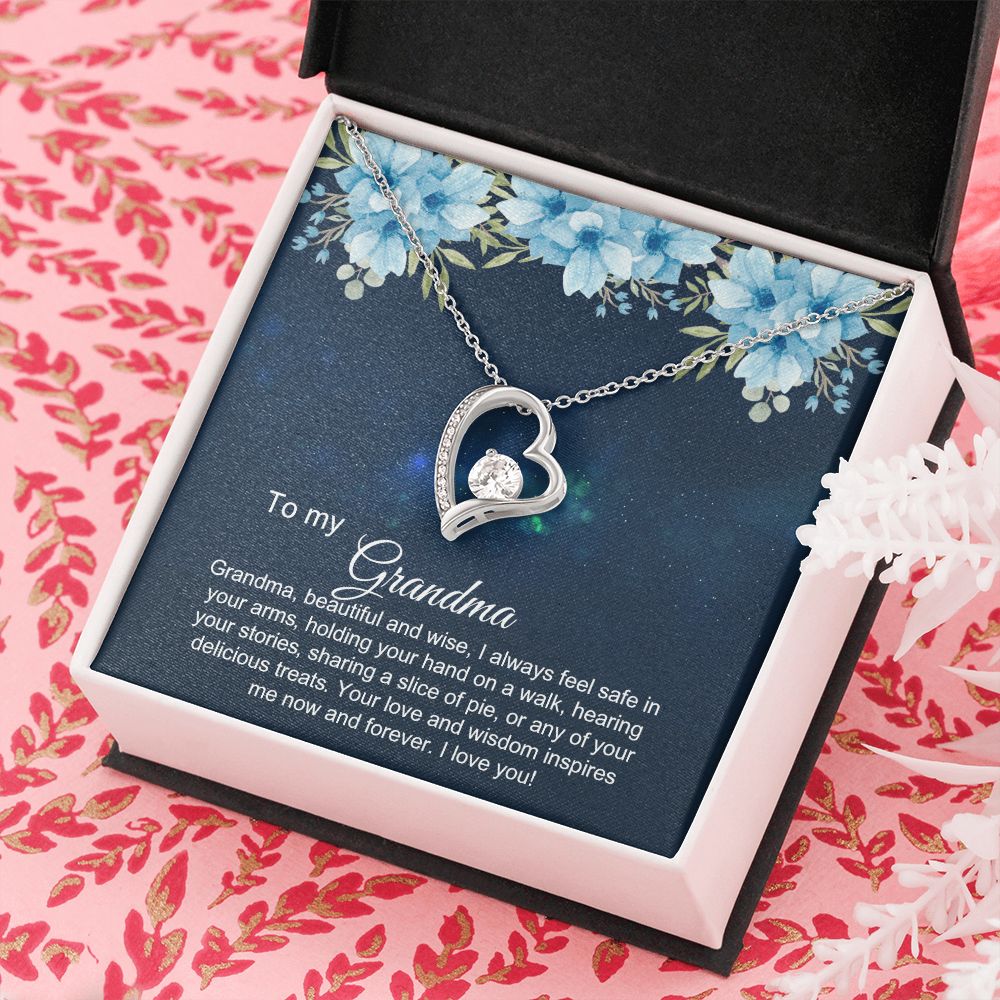 To My Grandma Necklace, Gift for Grandmother Necklace, Mothers Day Gift For Grandma Nana, Grandma Jewelry From Grandchildren GrandKids , Jewelry Box Gift For Grandma Grandmother2 Forever Love Necklace