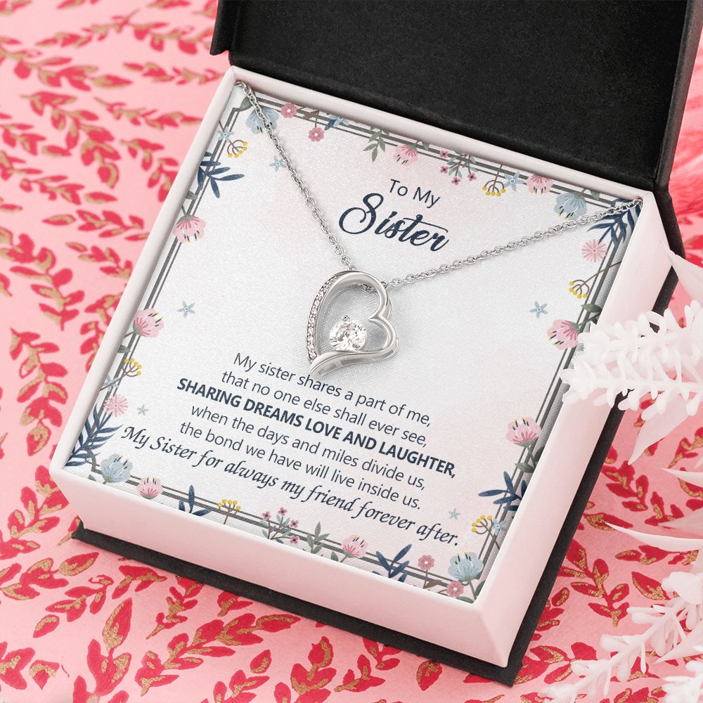 To My Sister Necklace Pendant Inspirational Jewelry For Women Teen Girl Family and Friendship Gifts Sisters Gifts Idea Sister Jewelry Necklace for Sisters Gift for Sister 301 Forever Love Necklace