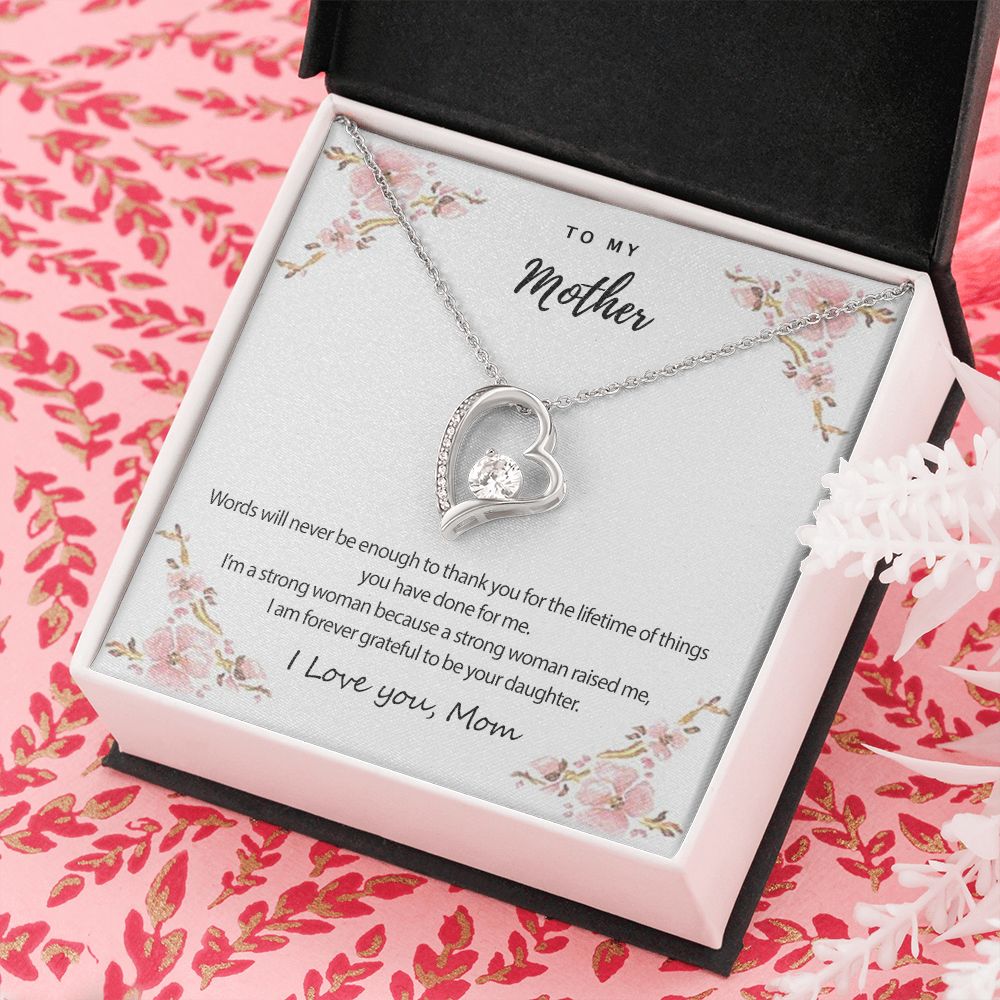 Mom Necklace Gifts for Mom from Daughter to Mom Gifts for Mothers Day from Daughter, To My Mom Necklace from Daughter to Mom Birthday Gifts Necklace with Message Card and Gift Box2226 Forever Love Necklace