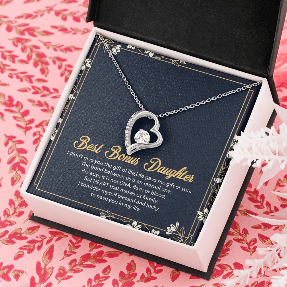 Bonus Daughter Gifts From Stepdad, Step Daughter Gifts From Stepmom, Stepdaughter Gifts From Stepdad, Father Stepdaughter Necklace, To My Bonus Daughter Necklaces, Christmas Gifts For Bonus8 Forever Love Necklace