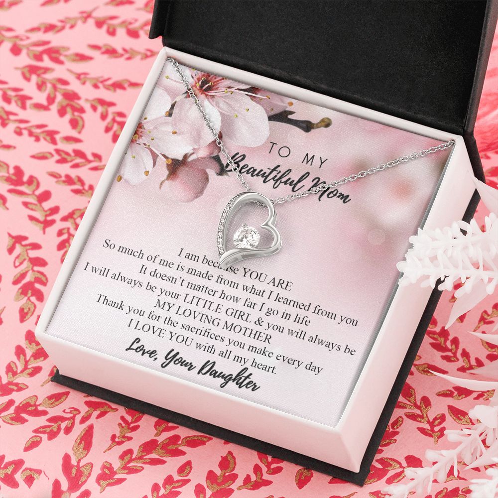 Mom Necklace Gifts for Mom from Daughter to Mom Gifts for Mothers Day from Daughter, To My Mom Necklace from Daughter to Mom Birthday Gifts Necklace with Message Card and Gift Box2246 Forever Love Necklace