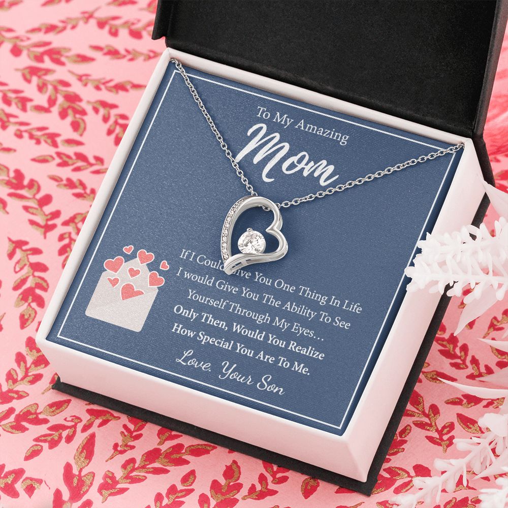 Mom Necklace Gifts for Mom from Daughter to Mom Gifts for Mothers Day from Daughter, To My Mom Necklace from Daughter to Mom Birthday Gifts Necklace with Message Card and Gift Box2238 Forever Love Necklace