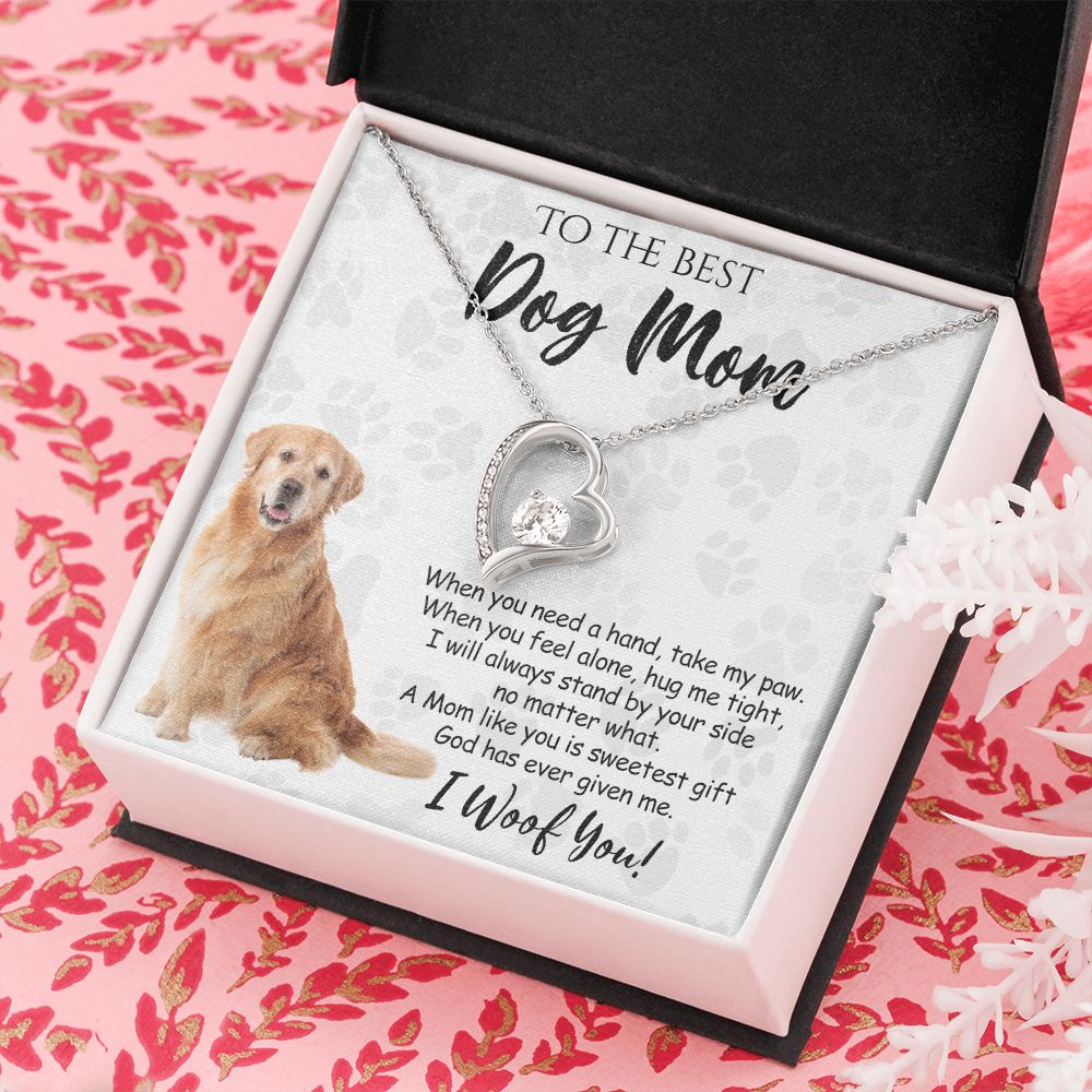 To The Best Golden Retriever Dog Mom Knot Necklace Mother's Day Gift , I Woof You Quote Gift Card, Message Card Jewelry For Dog Lovers, Necklace For Mom Forever Love Necklace