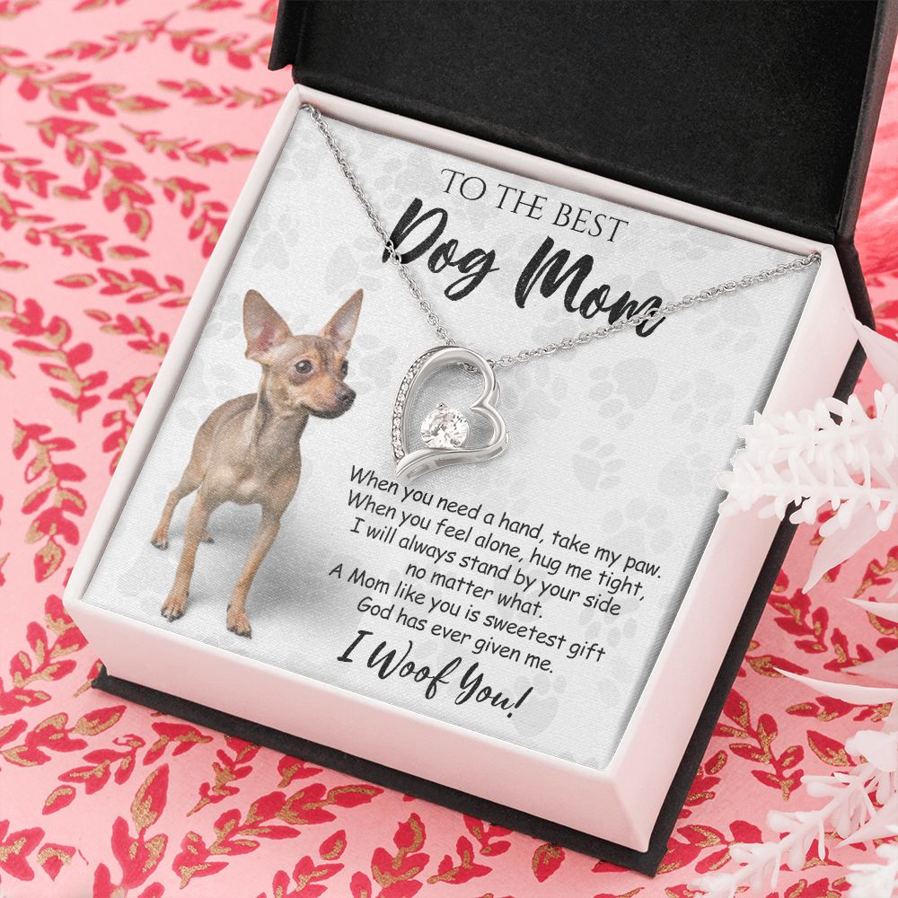 To The Best Chihuahua Dog Mom Knot Necklace Mother's Day Gift , I Woof You Quote Gift Card, Message Card Jewelry For Dog Lovers, Necklace For Mom Forever Love Necklace