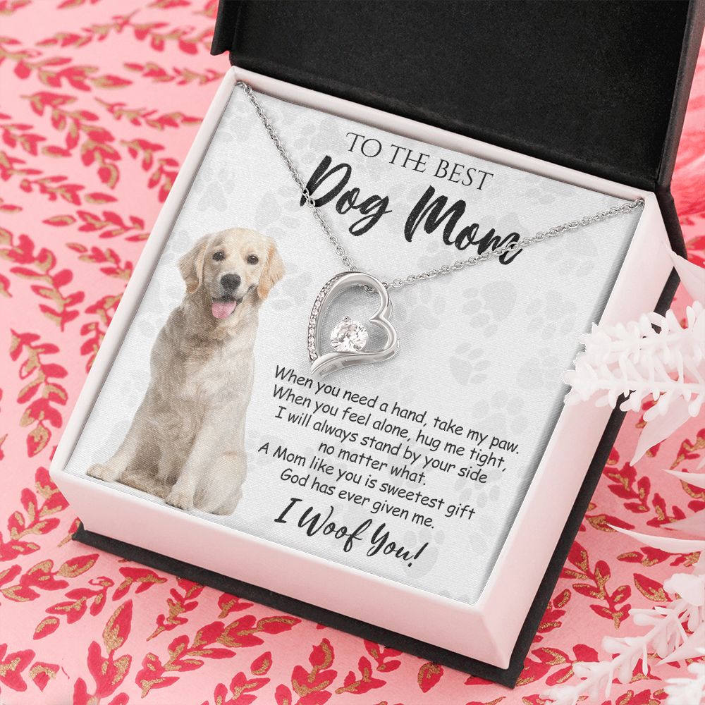 To The Best Golden Retriever Dog Mom Knot Necklace Mother's Day Gift , I Woof You Gift Card, Message Card Jewelry For Dog Lovers, Necklace For Mom Forever Love Necklace