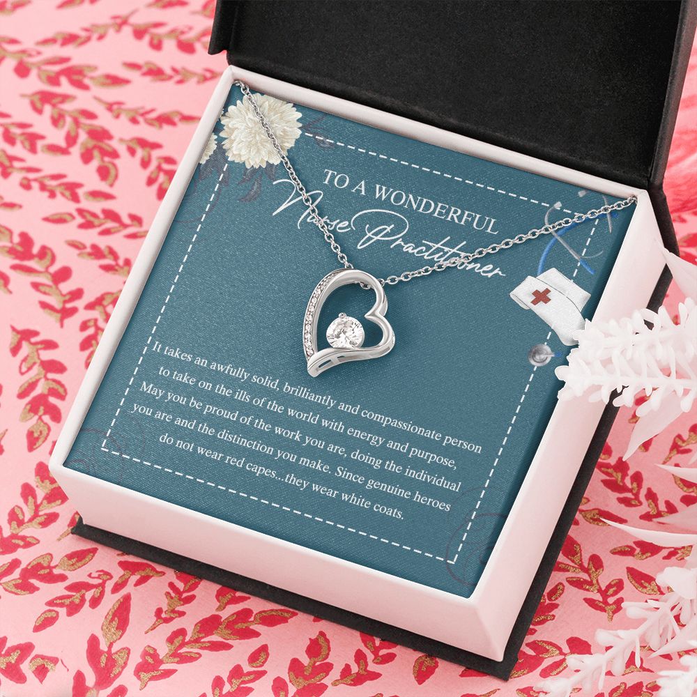 To My Nurse Practitioner Necklace with Box Message Card, Gift For Nurse Jewelry Congrats Graduation Pendants Gift For Daughter, Granddaughter, Niece, Sister Forever Love Necklace