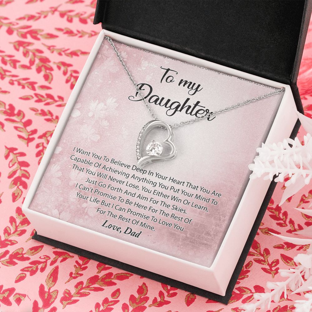 To My Daughter Necklace Gift From Mom I Love You Forever and Always Hearts Necklace For Daughter Present for Birthday Anniversary Christmas Valentine's Day Forever Love Necklace