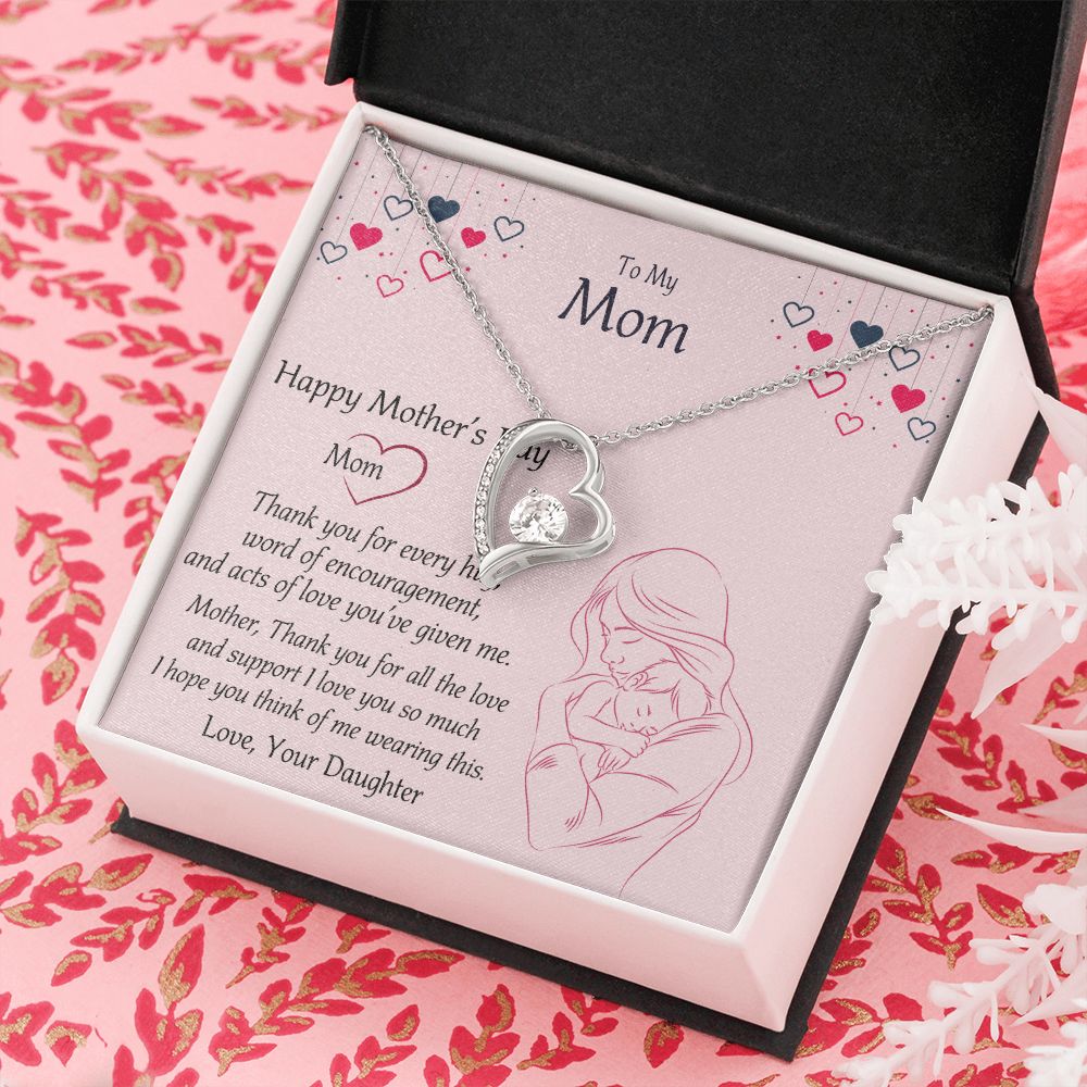 Mom Necklace Gifts for Mom from Daughter to Mom Gifts for Mothers Day from Daughter, To My Mom Necklace from Daughter to Mom Birthday Gifts Necklace with Message Card and Gift Box10 Forever Love Necklace