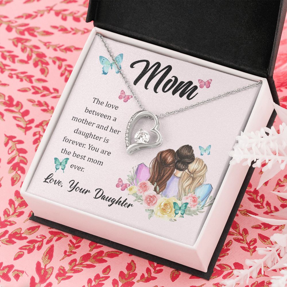 Mom Necklace Gifts for Mom from Daughter to Mom Gifts for Mothers Day from Daughter, To My Mom Necklace from Daughter to Mom Birthday Gifts Necklace with Message Card and Gift Box21 Forever Love Necklace
