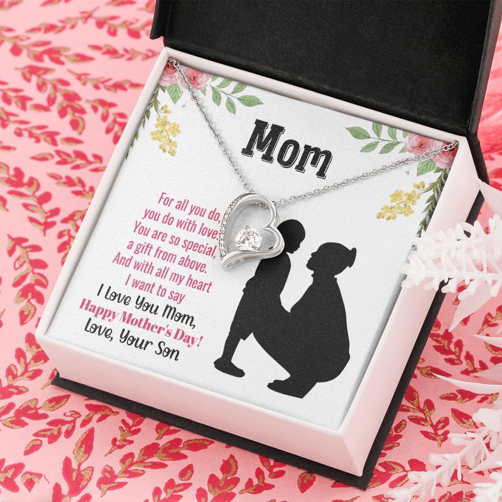 To My Mom Necklace, Gift For Mom, Mother's Day Gift from Daughter, Mom Jewelry Gift for Mothers Day, Birthday Gift for Mother, Moms Gift from Daughter Son, Necklace for Mom Mother22 Forever Love Necklace