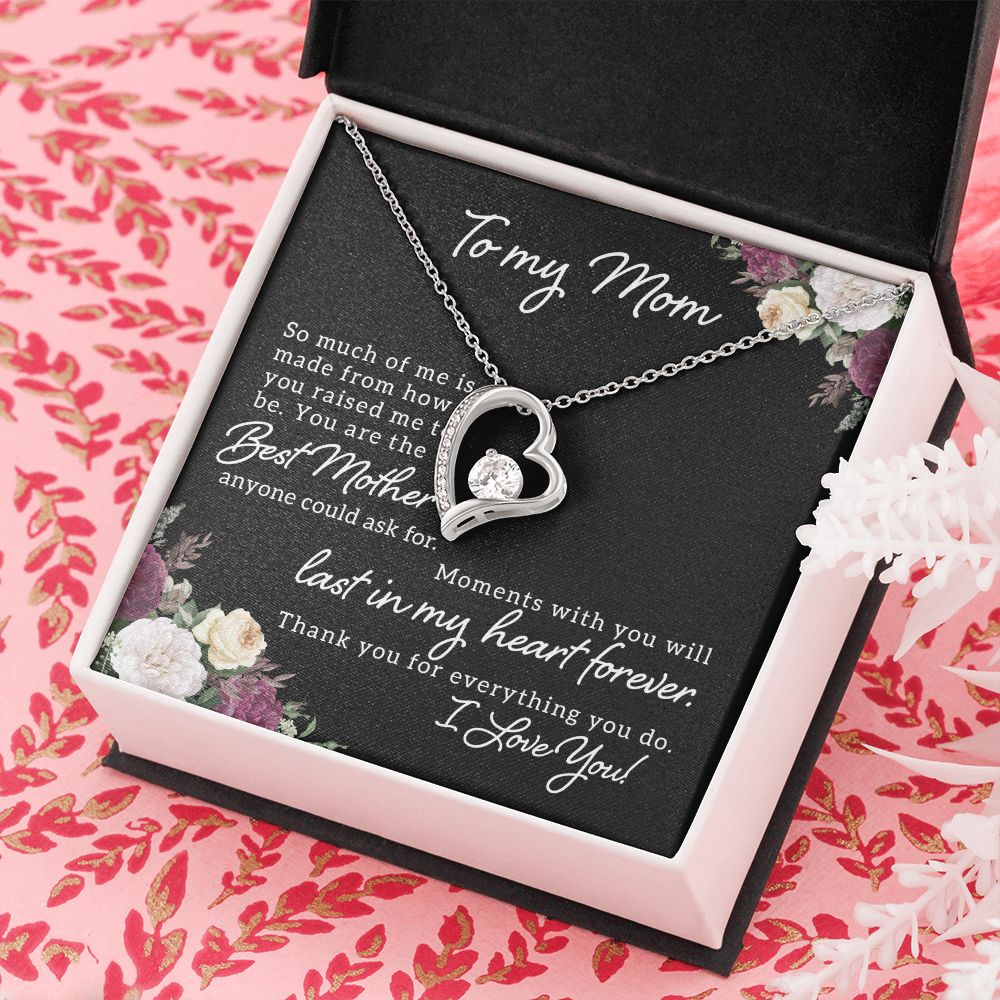 Mom Necklace Gifts for Mom from Daughter to Mom Gifts for Mothers Day from Daughter, To My Mom Necklace from Daughter to Mom Birthday Gifts Necklace with Message Card and Gift Box18 Forever Love Necklace