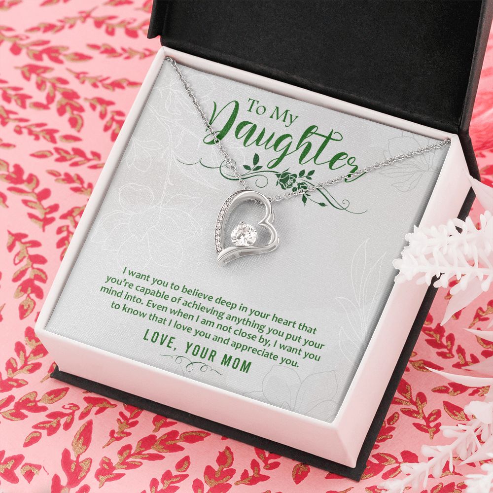 Mother and Daughter Necklace for Girls, To My Daughter Gift Necklace from Mom, Birthday Christmas Gift Graduation Gifts for Daughters, Jewelry Pendant Present for Daughter, Mother Daughter Gift 42 Forever Love Necklace