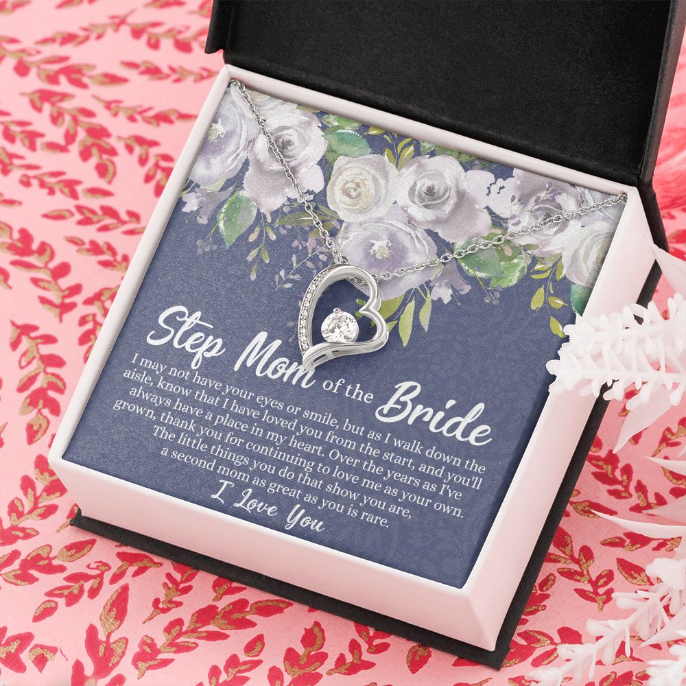 To My Stepmother of the Bride Necklace, Stepmother of the Bride Gifts Idea, Necklace for Stepmom of the Bride Gifts, Wedding Gifts for Stepmom, Gifts for Step Mother of the Bride Forever Love Necklace