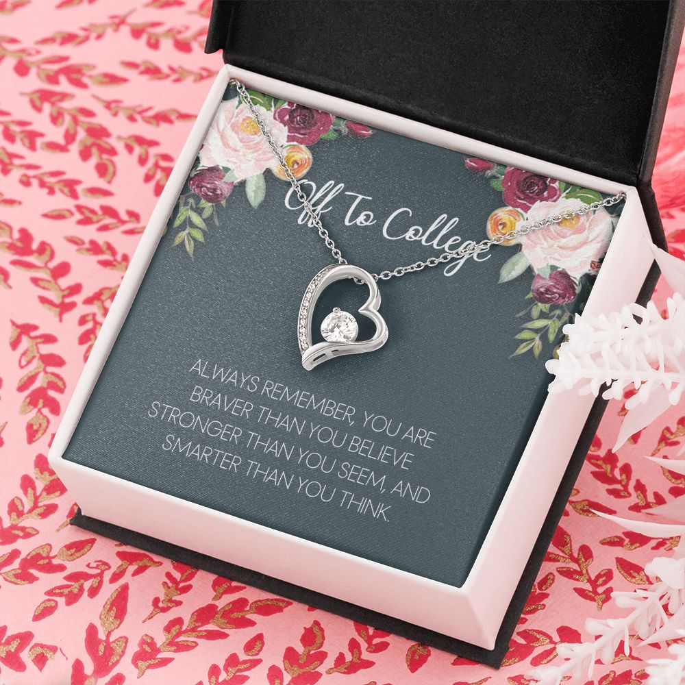Off To College Necklace, Graduation Gifts For for Girl Congrats Graduation Pendants Gift For Daughter, Granddaughter, Niece, Sister Forever Love Necklace