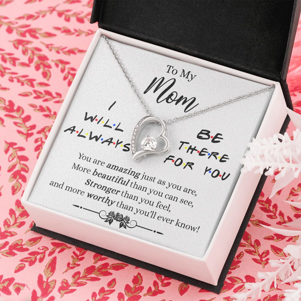 Mother Daughter Necklace Gifts For Mom Birthday Christmas Mothers Day Present To My Mom Jewelry Pendant Message Card Gift Box Forever Love Necklace
