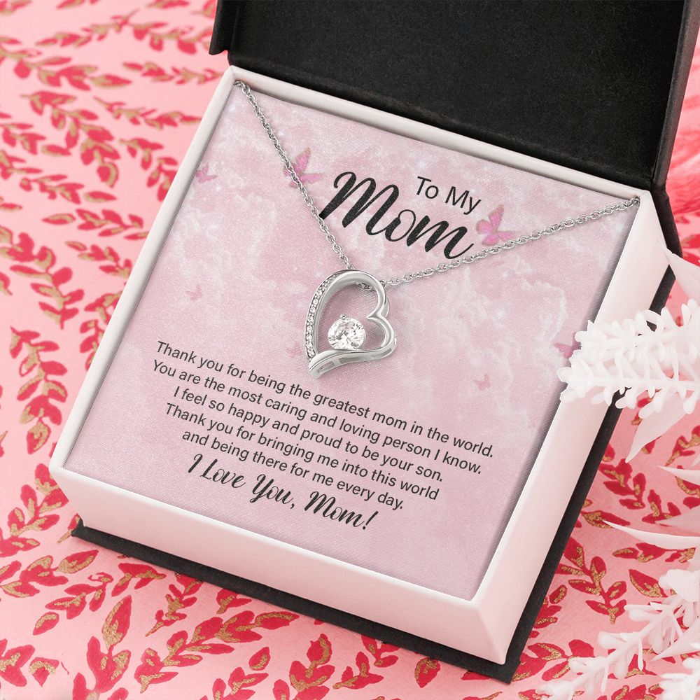 To My Mom Necklace, Gift For Mom, Mother's Day Gift from Daughter, Mom Jewelry Gift for Mothers Day, Birthday Gift for Mother, Moms Gift from Daughter Son, Necklace for Mom Mother 24 Forever Love Necklace