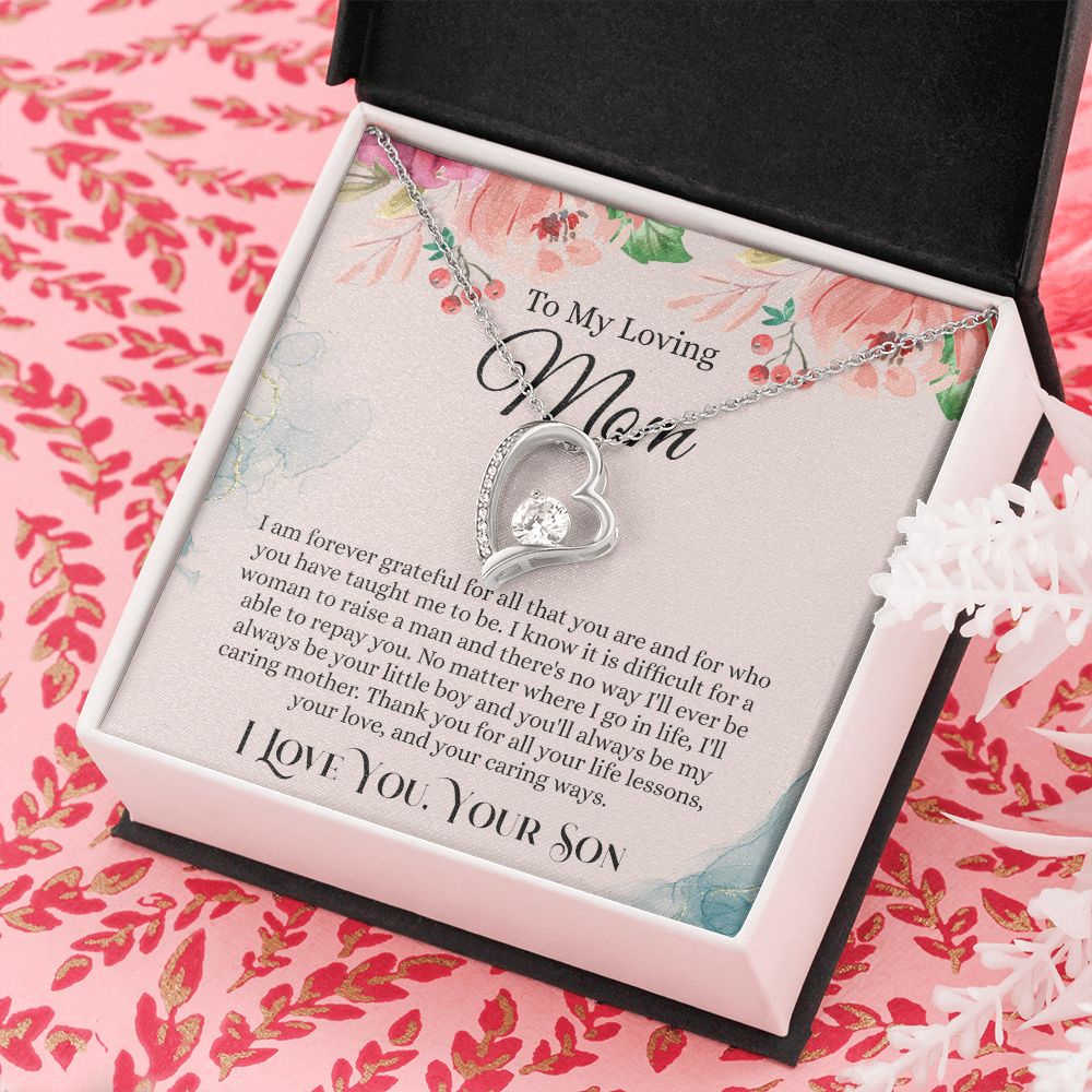 To My Loving Mom Necklace, Mom Gift From Son, Mom Necklace, Gift For Mom From Son, Mom Mother's Day Gift From Son, Mom Birthday Gift From Son, To My Mom Gift, Necklace for Women Forever Love Necklace
