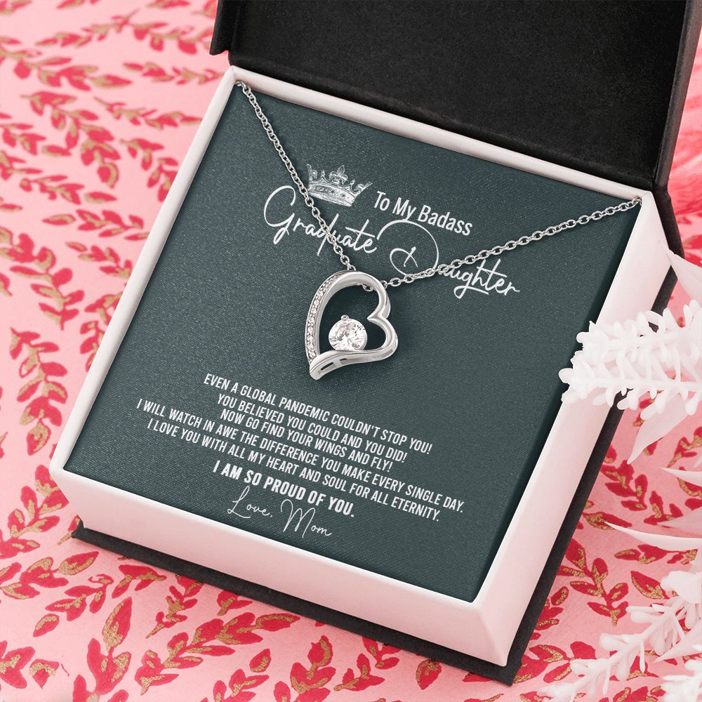 Badass Graduation Daughter Gift From Mom, Graduation Gift, Necklace Congrats Graduation Pendants Gift For Daughter, Daughter In law, Daughter Necklace From Mom Forever Love Necklace