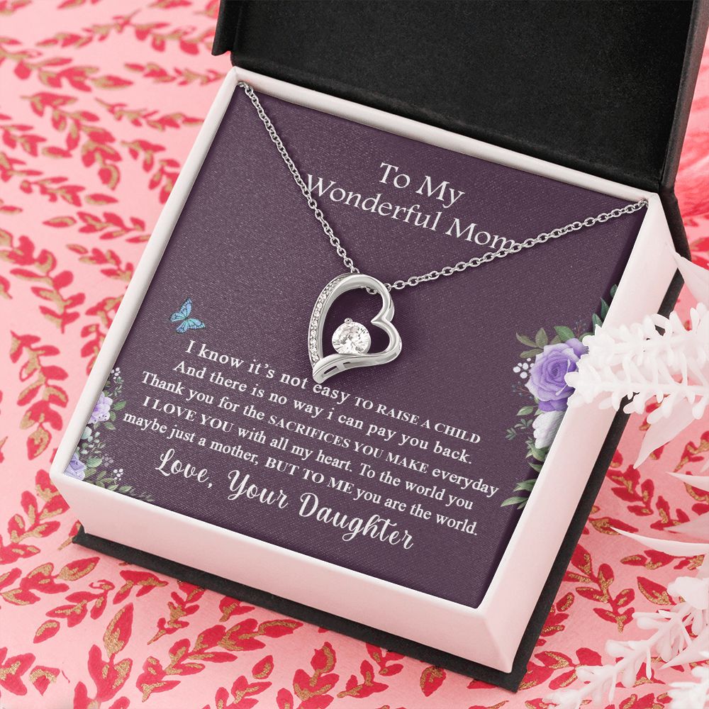 Mom Necklace Gifts for Mom from Daughter to Mom Gifts for Mothers Day from Daughter, To My Mom Necklace from Daughter to Mom Birthday Gifts Necklace with Message Card and Gift Box2231 Forever Love Necklace
