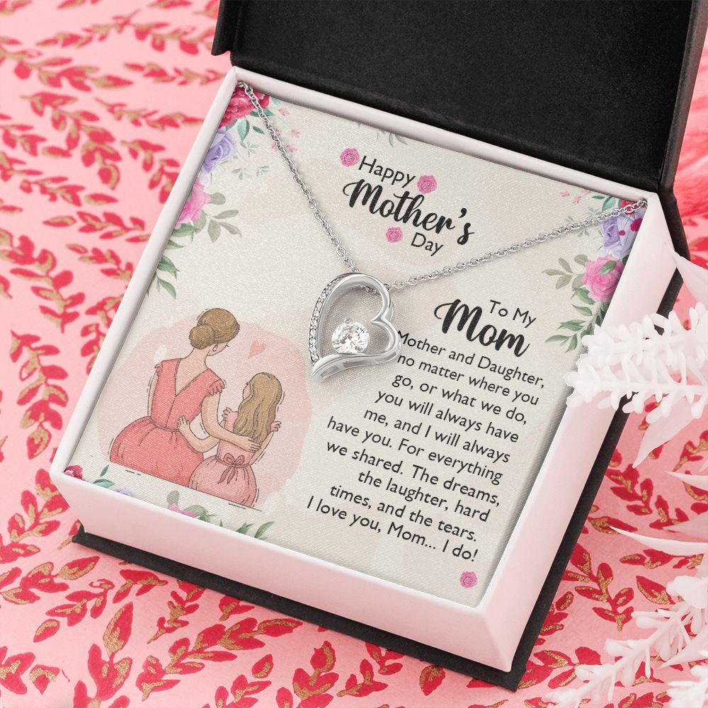 Mom Necklace Gifts for Mom from Daughter to Mom Gifts for Mothers Day from Daughter, To My Mom Necklace from Daughter to Mom Birthday Gifts Necklace with Message Card and Gift Box11 Forever Love Necklace