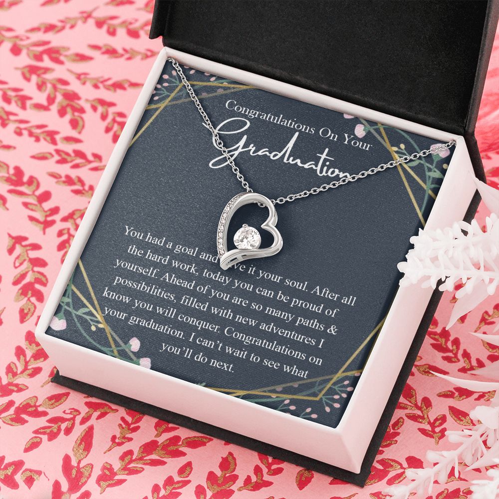 Graduation Gift For Her Necklace High School Graduation Gift, Congrats Graduation Pendants Gift For Daughter, Granddaughter, Niece, Sister Forever Love Necklace