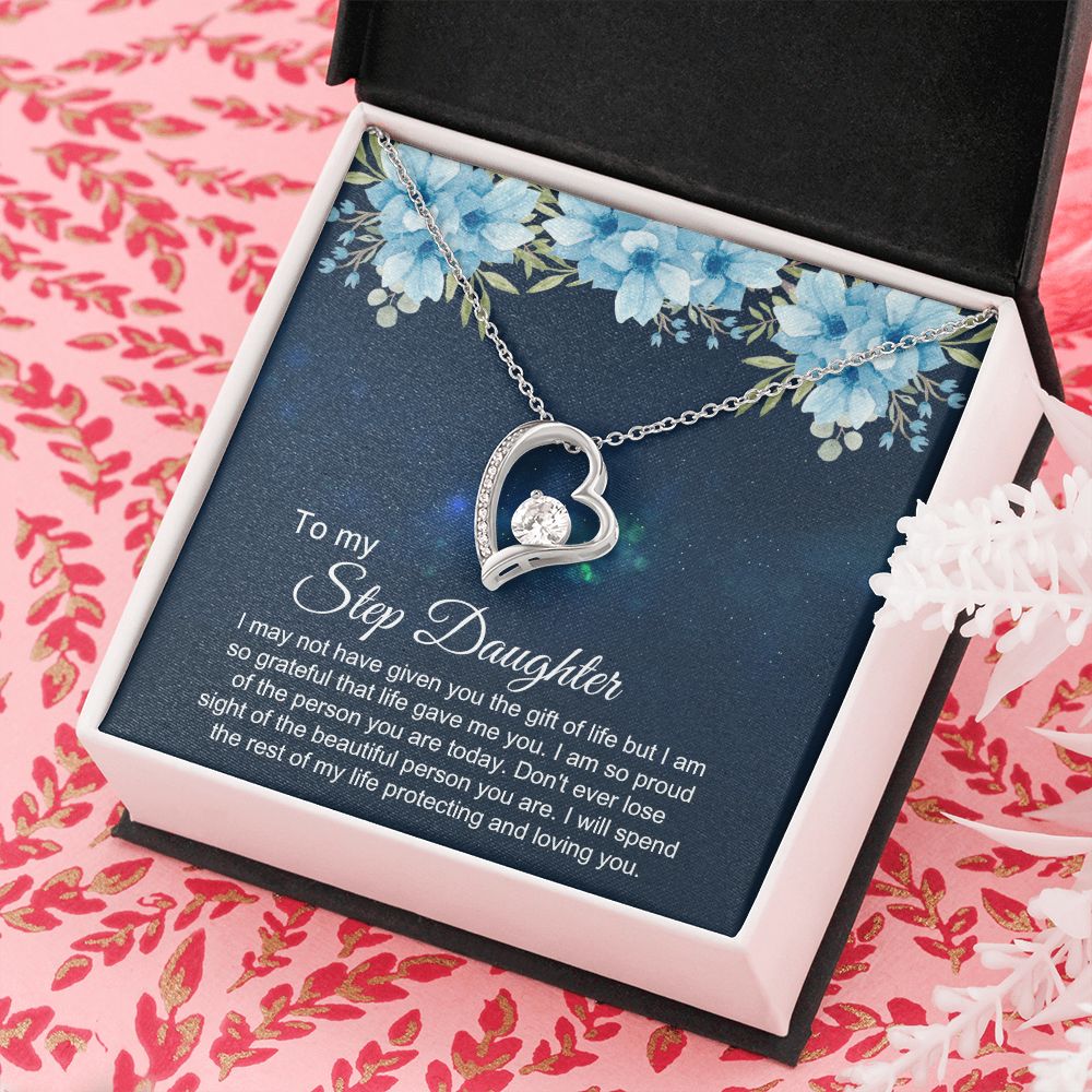 Bonus Daughter Gifts From Stepdad, Step Daughter Gifts From Stepmom, Stepdaughter Gifts From Stepdad, Father Stepdaughter Necklace, To My Bonus Daughter Necklaces, Christmas Gifts For Bonus3 Forever Love Necklace