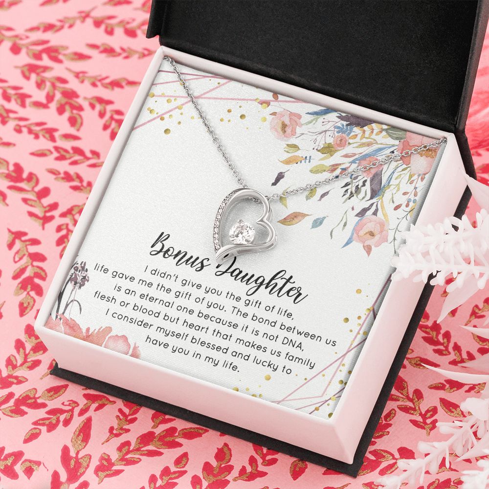 Bonus Daughter Gifts From Stepdad, Step Daughter Gifts From Stepmom, Stepdaughter Gifts From Stepdad, Father Stepdaughter Necklace, To My Bonus Daughter Necklaces, Christmas Gifts For Bonus2 Forever Love Necklace