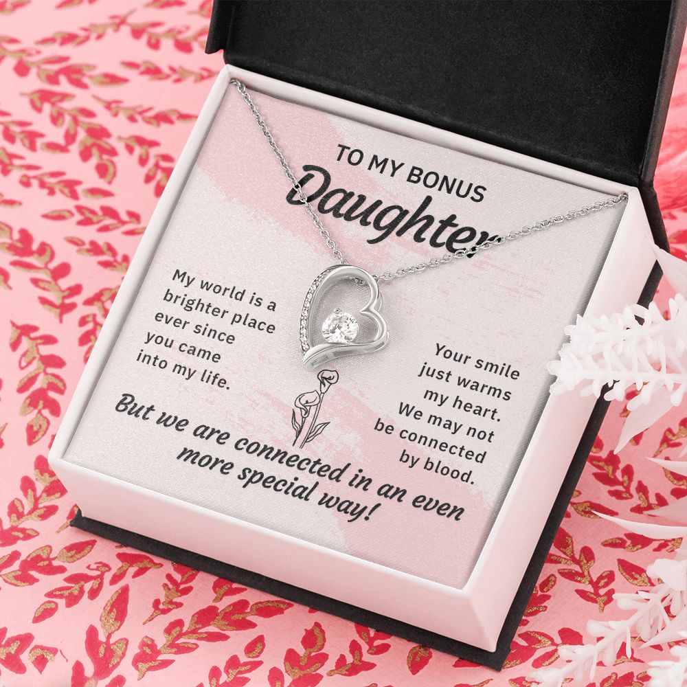 Bonus Daughter Gifts From Stepdad, Step Daughter Gifts From Stepmom, Stepdaughter Gifts From Stepdad, Father Stepdaughter Necklace, To My Bonus Daughter Necklaces, Christmas Gifts For Bonus11 Forever Love Necklace