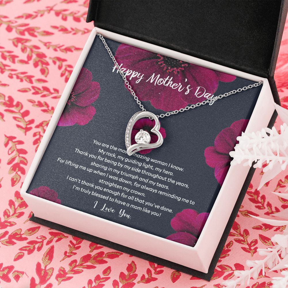 Mom Necklace Gifts for Mom from Daughter to Mom Gifts for Mothers Day from Daughter, To My Mom Necklace from Daughter to Mom Birthday Gifts Necklace with Message Card and Gift Box2235 Forever Love Necklace