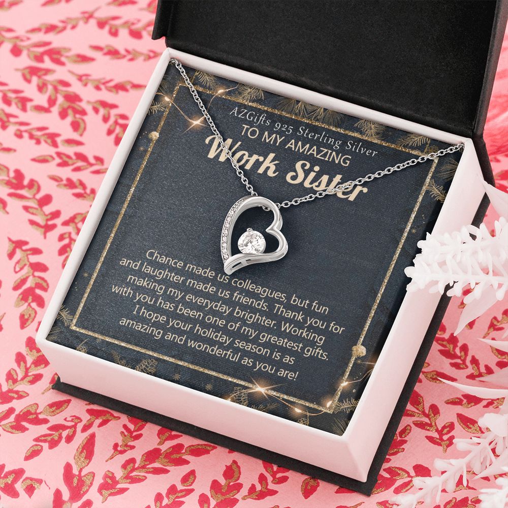 To My Work Sister Necklace Gift for Colleague Christmas Necklace for Work Sister from Co-Worker Christmas Pendant Gift for Colleague Christmas Jewelry Gift for Her Women 301 Forever Love Necklace