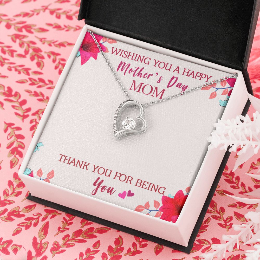 To My Mom Wishing You A Happy Mother's Day Gift From Daughter Or Son Thank You For Being You With Message Card Gift For Mom Forever Love Necklace